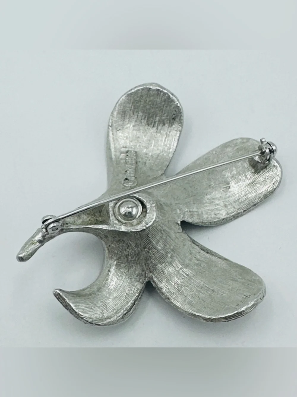 Emmons Signed Vintage Silver Tone Flower Brooch